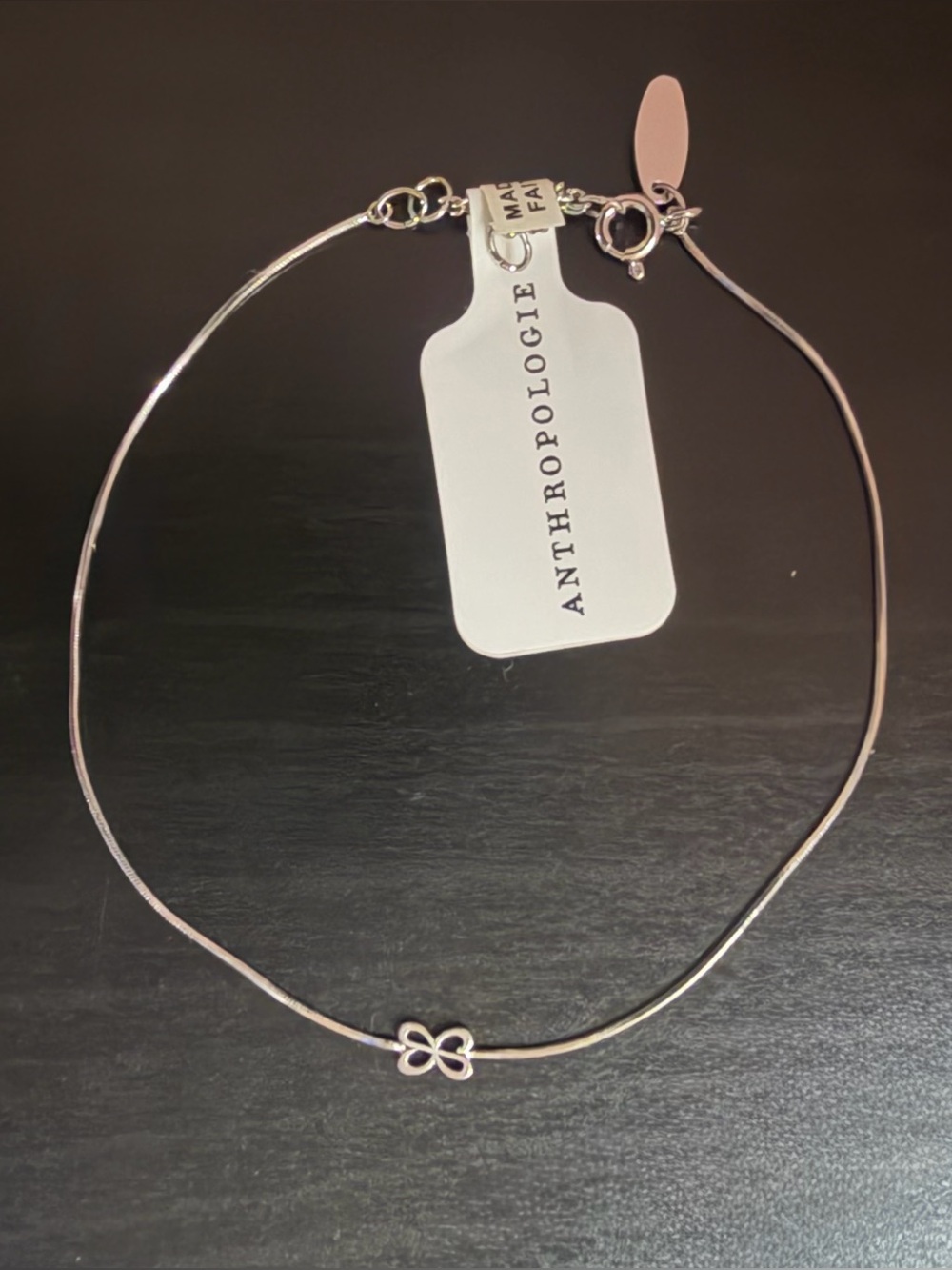 NWT Anthropologie Maeve Barely Bracelet – Silver (Four-Leaf Clover)